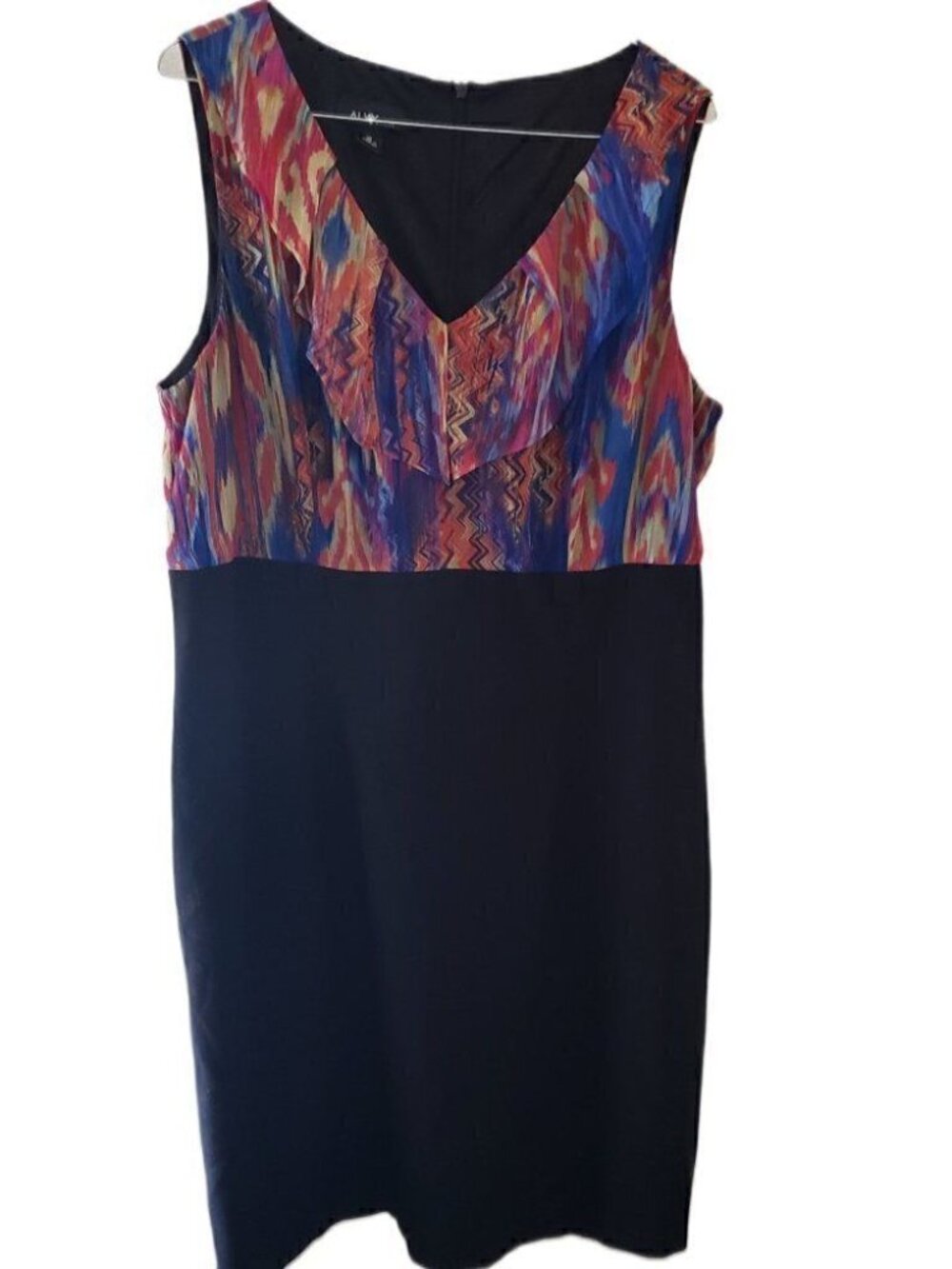 ALYX Multi-Color Patterned Top and Black Bottom Sleeveless Midi Dress
